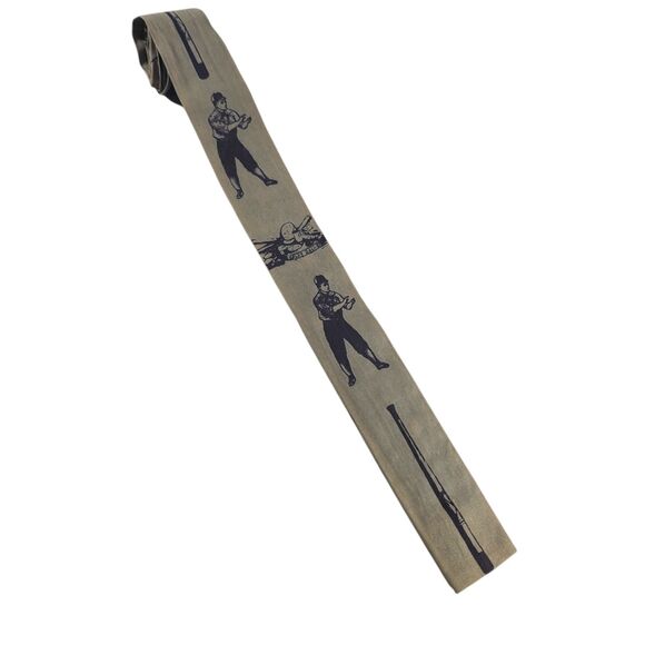 Rooster Other - Vintage Square Bottom Rooster Tie Baseball Old Fashioned Necktie Black Graphic